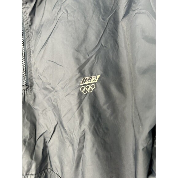 USA Olympic Windbreaker Mens XL Half Zip Pullover Navy Grey White Stripe Track - Picture 2 of 7